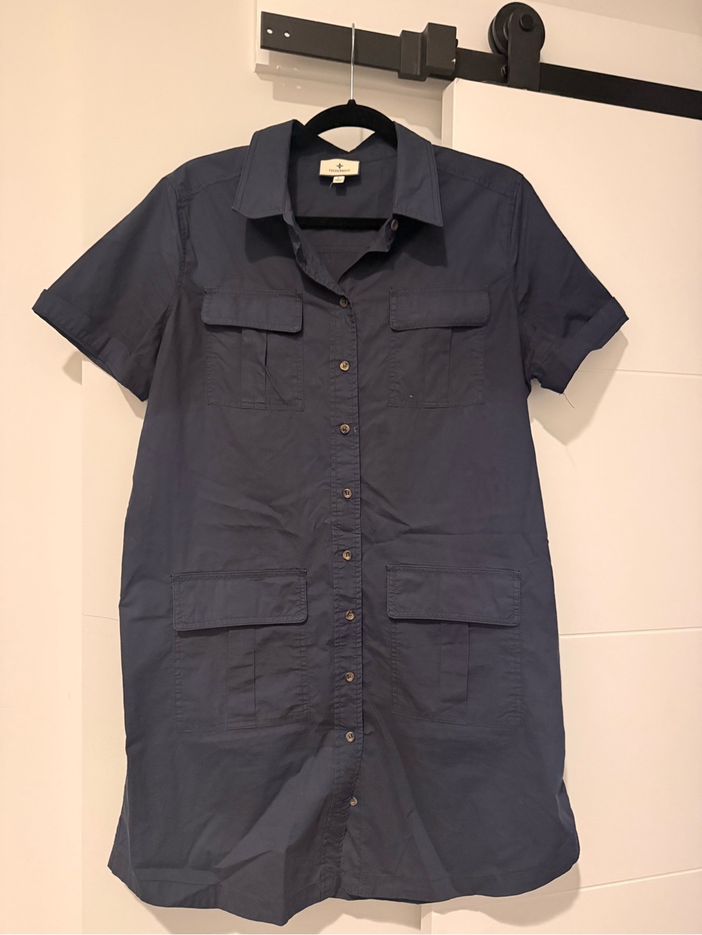 Tuckernuck Navy Cargo Button-Front Shirt Dress - Picture 5 of 6